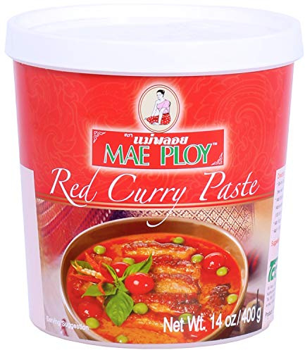 Mae Ploy Red Curry Paste, Authentic Thai Red Curry Paste For Thai Curries And Other Dishes, Aromatic Blend Of Herbs, Spices And Shrimp Paste, No MSG, Preservatives Or Artificial Coloring (14oz Tub)