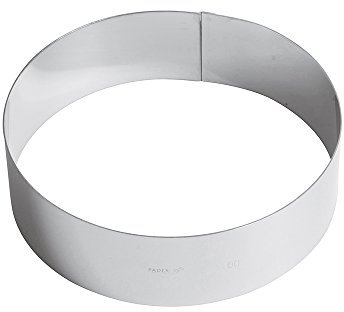 Paderno 47534 Tortenring, Tortenform, für Backen, Gebäck, Moussekuchen Edelstahl, Spülmaschinenfest, Diametro 20 cm, Grau