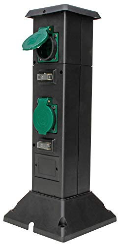 Kopp Energiesäule Garten mit 4 Schutzkontakt-Steckdosen 230 V I Außensteckdose Erdspieß I Gartensteckdose Außen-Bereich I Gartenspieß Steckdose Aussen I Erdspieß-Steckdose I Schwarz – 145335018