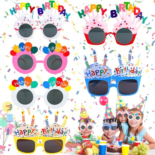 6 Piezas Gafas de Cumpleaños, Gafas de Sol de Fiesta de Cumpleaños, Cumpleaños Divertido de Gafas de Sol, Gafas de Fiesta de Cumpleaños, Suministros Para Fiestas Para Niños Adultos