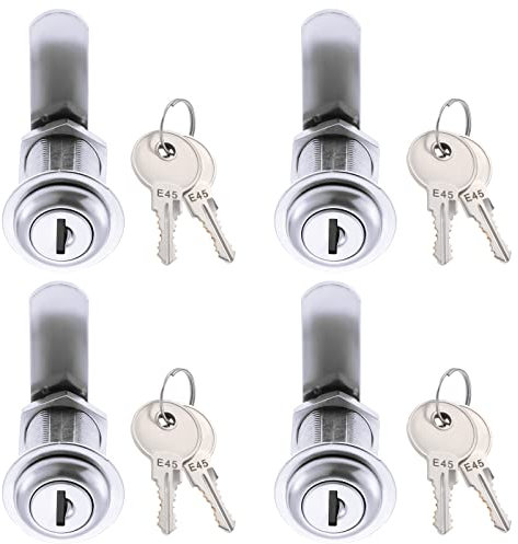 SHEENO 4 Stück Sicherheits-Briefkastenschlösser, 30 mm, Ersatzschloss, Schubladenschloss mit 8 Schlüsseln, gleichschließend für Briefkästen, Schränke, Werkzeugkästen, Schubladen