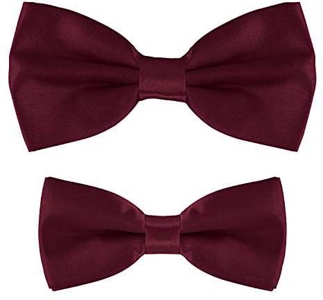 MASADA Vater-Sohn Fliegen Set im Partnerlook, bereits gebunden und verstellbar - Bordeaux