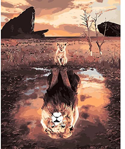 XINRANFF Malen Nach Zahlen Erwachsene Kinder Anfänger, ab 7 8 9 10 Jahre Mädchen für Home Deko Geburtstag Weihnachten Geschenk, Kommt Mit Farbe und Pinsel, Tiger Löwe 40x50cm
