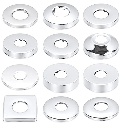 4 Pieces Diameter 21 mm (1/2 Inch) Cover Rosette Stainless Steel Rosette Tap Cover Pipe Cover Wall Rosette Stainless Steel Rosettes for Shower Fittings, Taps, Radiators (Silver, 68 x 8)