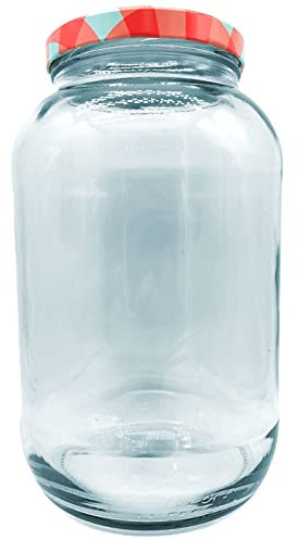 Tradineur Bocal en verre multi-usages, bocal à facettes avec couvercle à vis, pour confiture, miel, noix, épices (16 x 25,5 cm, 4 L)