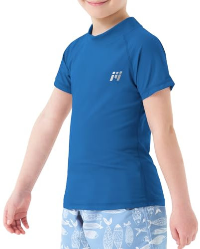 MEETWEE Boy's Swimsuit Rash Vest Swimming Shirts for Boys Long/Short Sleeve UPF 50+ Sun Protection Rash Guard 5-15 Years