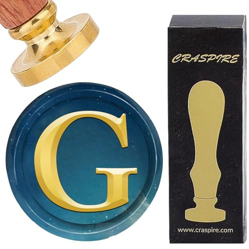 CRASPIRE Initial alfabet G vax försegling stämplar bokstav vintage avtagbar mässing försegling stämpel huvuden 25 mm koppar med trähandtag för bröllop jul kuvert inbjudningar kort gör-det-själv