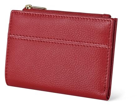 RFID Small Full Grain Leather Wallet for Women - Bifold Coin Purse Card