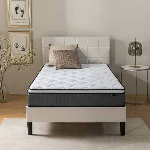 Zinus Colchón Individual Tight Top 80 x 190 cm – 80 x 190 con muelles ensacados ortopédico – Colchón híbrido con 3 cm de Espuma cómoda – Altura 25 cm – Comodidad ergonómica – Certificado Oeko-Tex