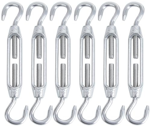 Meijeegu Lot de 6 tendeurs M4 en acier inoxydable 304, crochets et œillets, tendeurs de fil, crochets de serrage réglables (M4 œillet et œillet)