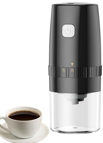 Uppladdningsbara elektriska kaffekvarn, bärbar resekaffekvarn, förtjusande kompakt handhållen torrkvarn för färsk mark var helst, camping utomhus, bönor, kryddor, svart, vit
