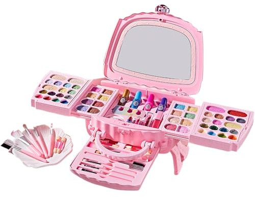 Kit Per Trucco Per Bambini - Makeup Per Bambine, Set Di Trucco Per Bambini Lavabili | Cosmetici Completi Per I Viaggi Colori Lavabili Naturali Per 3-12 Anni Adolescenti Per Bambini Kearnner Stage Thea