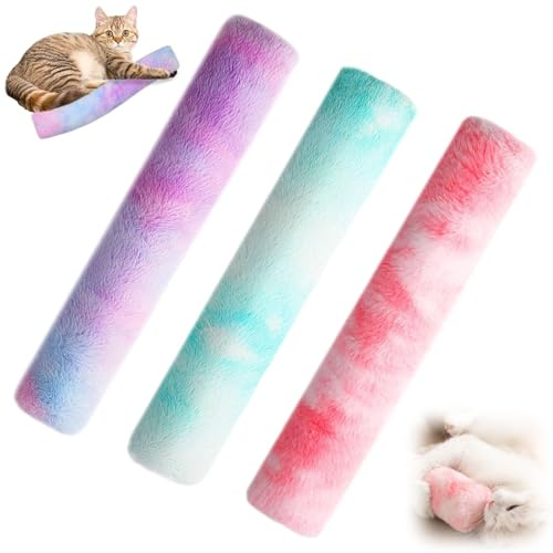 Bangbobi 3 Coussins à l'herbe à Chat, Jouets interactifs pour Chats pour s'occuper Seuls - Coussins Doux à l'herbe à Chat (Rose + Vert + Multicolore)