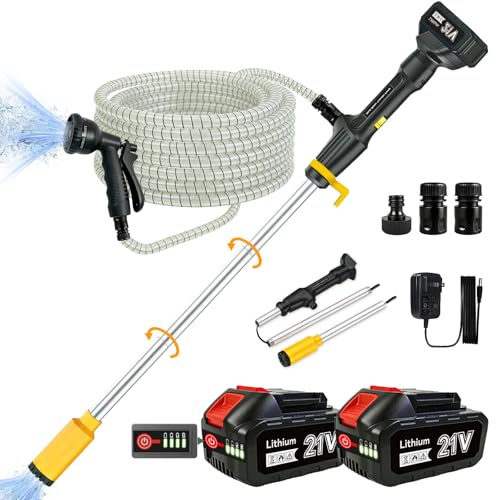 Cordless Stick Water Transfer Pump: 770 GPH 32 Ft Head with 21V 2×4.0Ah Batteries Water Pump - 3-Section Removable Portable and Lightweight with 16.5Ft Hose for Garden Pond Pool Emergency Drainage