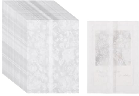 GLOBLELAND 60 Sheets Vellum Jackets for 5x7 inch Invitations Flower Pre-Folded Vellum Jackets Paper Envelopes Translucent Wedding Invitations Wraps for DIY Printing Drawing Sketching