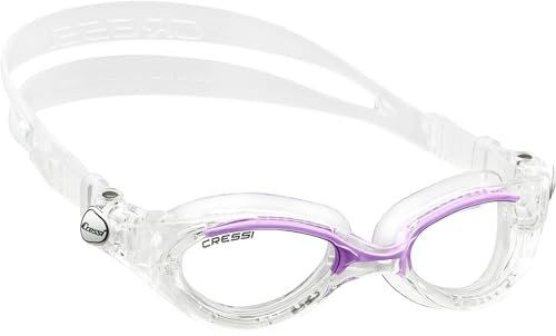 CRESSI Lady Flash Goggles Clear/Clear Lilac_Clear Lens - Damen Schwimmbrille mit separatem Okular Anti Beschlag, Anti Kratz und Anti UV Gläsern, Klar/Klar Lila_Klare Linse, Einheitsgröße