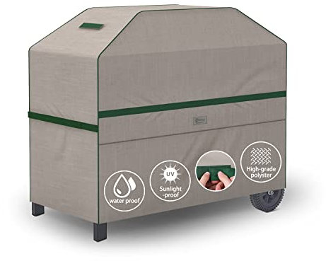 Sekey Grillabdeckungen(162x61x112cm),Schutzhülle für Gasgrill,Grill Abdeckhaube mit belüftungsöffnungen und Selbstklebende Gurte,BBQ,Wasserdicht, Winddicht, UV-Beständiges, Reißfest,Khaki