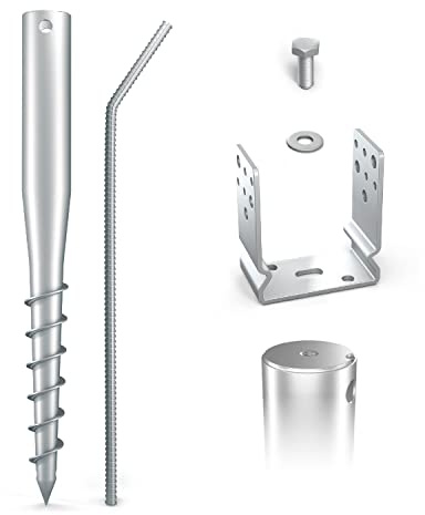 Maxerio 6 st U-set 100 cm skruvfundament inkl. 81 mm stolphållare/Ø 60 x 2 M12, galvaniserad