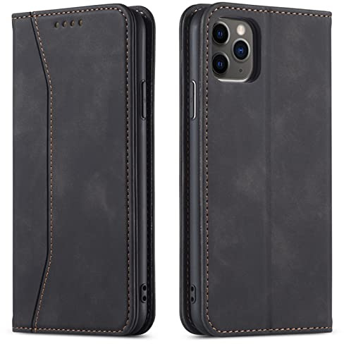 OKZone Coque pour iPhone 12 / iPhone 12 Pro (6,1 Pouces), PU Cuir Portefeuille Housse Flip Pochette Étui à Rabat Case avec Antichoc TPU Housse [Emplacements Cartes] [Fonction Support] (Noir)