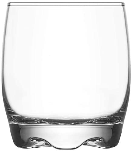 Tradineur - Set de 6 vasos de cristal Adora, base gruesa, resistentes, aptos para lavavajillas, servir agua, whisky, 8,7 x 7,1 cm, 290 ml