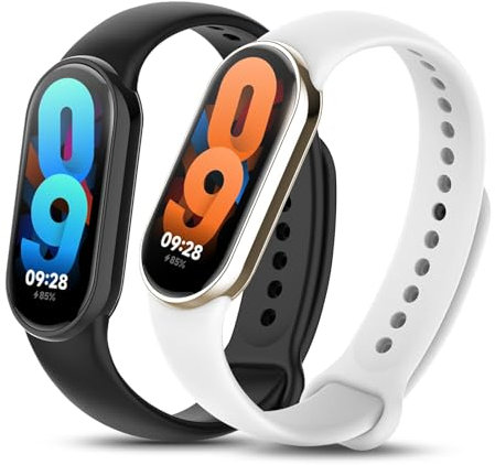 Xisair 2 Cinturino Compatibile con Xiaomi Band 10/9/8 Cinturini in Silicone Braccialetto Comodo, Traspirante, Resistente All'acqua e Sportivo Bracciale Nero, Bianco