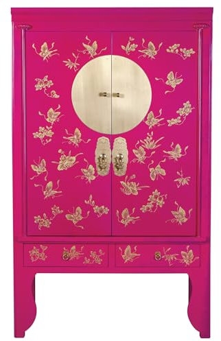 Fine Asianliving Chinesischer Hochzeitsschrank Fuchsia Royale Handbemalt - Orientique Kollektion B100xT55xH175cm China Chinesischer Schrank Chinesischer Hochzeitsschrank Orientalische Möbel