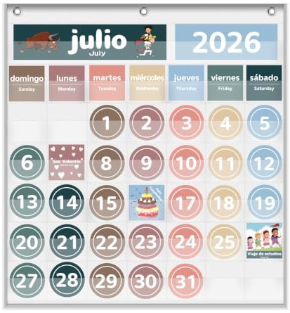 Boczif calendario mensual de bolsillo gráfico para el aula, los días de la semana de aprendizaje para el hogar o jardín de infantes, los niños de la escuela maestro deben tener suministros (Blanco)