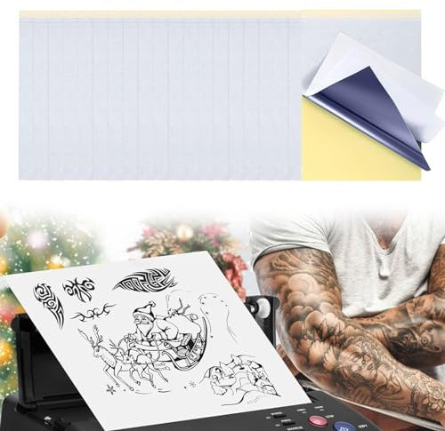 Tattoo Transferpapier,20 Blätter Tattoo Stencil Papier Transferpapier,Stencil Papier,Transfer Paper für Drucker,Tätowierung Transferfolie zum Bedrucken,Tattoo Zubehör,Matritzenpapier für Tattoos