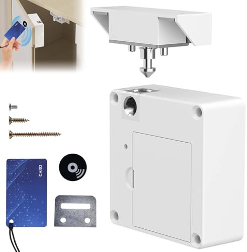 Smart SchrankSchloss, Elektronisch Schubladenschloss mit NFC, Versteckte Schrank Schloss, RFID Möbelschloss, Kindersicherung Schrank für Schrank Schublade Kasten Schließfächer Briefkasten Weiß