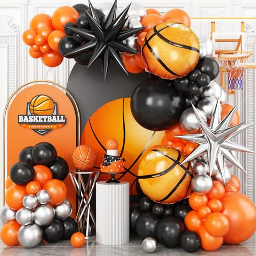 Basketball Balloon Arch Kit with Explosion Star Foil Balloons