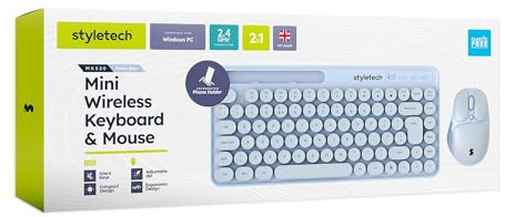 Styletech Wireless Pastel Keyboard and Mouse Bundle - Sky