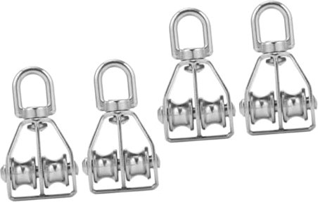 4 Stück Edelstahl Riemenscheibe Drehbarer Flaschenzug Doppelter Flaschenzug Transportzubehör Zubehör Doppelte Riemenscheiben Rollen Doppelte Riemenscheibe Rolle Doppelte Gatuida