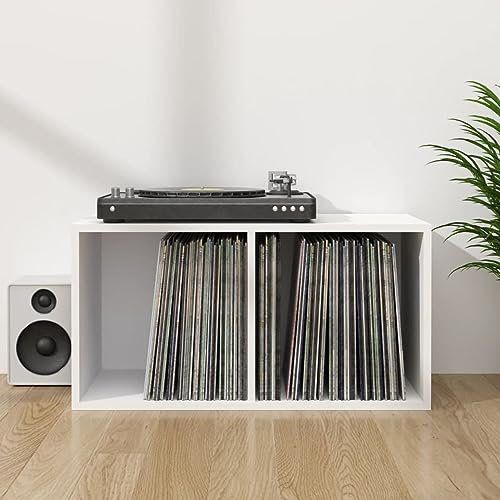 Xichuzi Caja para Discos de Vinilo, Caja Vinilos, Disco De Vinilo Organizador, Maleta Discos Vinilo, Vinyl Storage, Soporte Discos Vinilo, aglomerado Blanco 71x34x36 cm