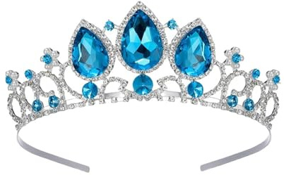 Qiwenr Tiara Corona di Cristallo, Diadema con Strass, Tiara Strass Donne, Corona di Cristallo Tiara, Sposa Coroncina Compleanno, Adatto per Feste in Costume di Compleanno, Balli Nuziali,Matrimoni(blu)