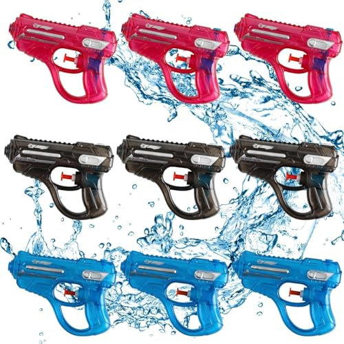 SULOLI 9PCS Water Gun Pistol for Kids Squirt Toys Party Bag Filler for Boys Toys for Paddling Pool