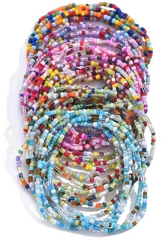 WYLZLKX 30pcs Beaded Anklets Bracelets for Women Girls Beach Colorful Beads Ankle Bracelet Foot and Hand Chain