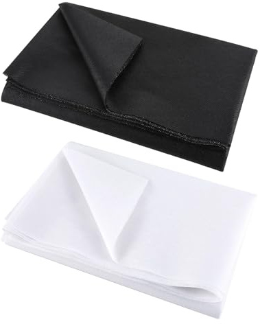 2 Pièces Entoilage Thermocollant Couture 100 x100 cm Non Tissé Léger Tissu d Entoilage 30g/m² Tissu Thermocollant Entoilage Fusible pour Artisanat de Couture Renforcement des Vêtements(Blanc,Noir)