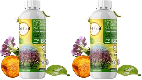 Solabiol Olio Bianco Vegetale di SOIA Concentrato. Potenziatore delle difese delle Piante da attacchi degli Insetti Come afidi, cocciniglia. 1 LT (Confezione da 2)