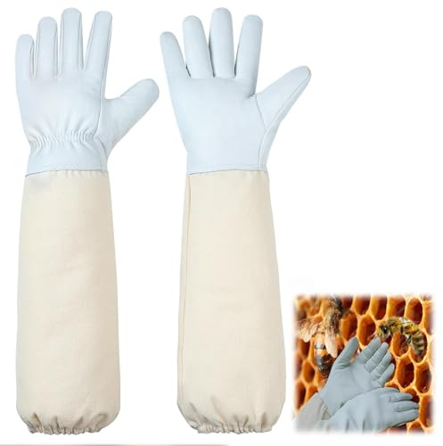 Cfcyhla Guanti da apicoltore in pelle di capra, guanti protettivi per apicoltura Beekeeping Gloves per il giardinaggio, guanti da apicoltura resistenti ai punti, adatti per uomini e donne, accessori