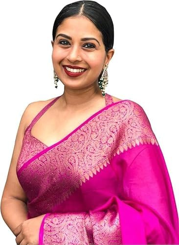 Accessorize Kingdom Women's Soft Pure Kanjivaram Silk Saree For Wedding Banarasi Cotton Sari With Blouse Piece (Yatri-51)