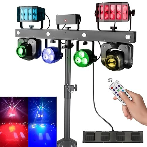 Kit d'éclairage DJ 170 W RGBW avec pied, télécommande et sac pour fêtes, églises et mariages