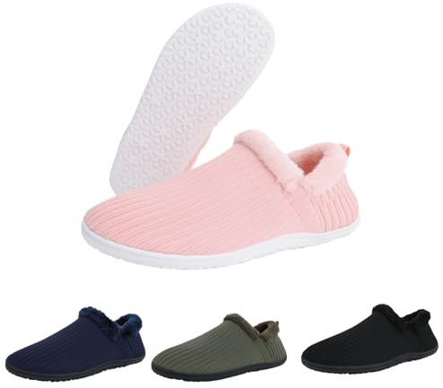 FELDLUFT Hommies Cosy Fleece Lined Barefoot Slippers with Non-Slip Sole for Indoor & Outdoor Use, pink, 7 UK