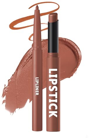 Matt Lippenstift & Lipliner Set, Langanhaltender Wasserfest, Nude Rose Lip Liner Lipstick, Hochpigmentiert Non-Stick Lipliner Lip Gloss, Cream Texture Matte Samt, Makeup Gift für Frauen-Set 06