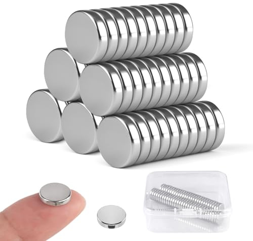 60 stycken 10 x 2 mm neodym-magneter, minimagneter, runda magneter | minimagneter stark, minimagnet, små runda magneter, små magneter, magnet små, för magnetplattor, kylskåp, whiteboards
