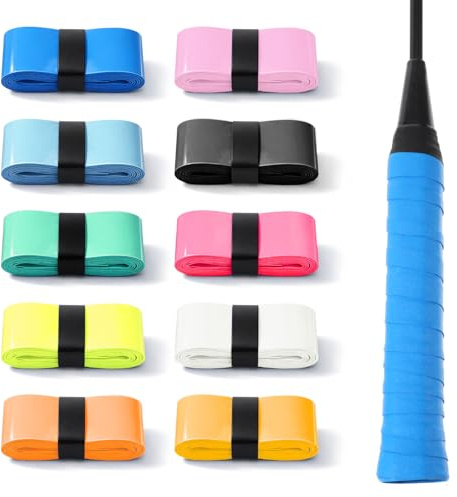 Aeaocvo Tennis Griffband 10 Stück, Vorgefertigte Anti-Rutsch Tennis Schläger Griffbänder, Schweißabsorbierend, Komfortables Griffband für Badminton, Pickleball, Squash Schläger