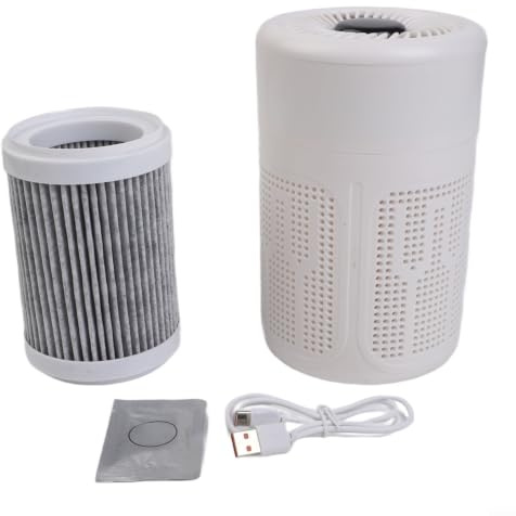 USB-luftrenare med negativ för jon-teknik tar bort formaldehydrök och inbyggd aromdiffusor med örtkuddar bärbar ABS-plast kompakt 190 x 122 x 122 mm vit för hem kontor resor