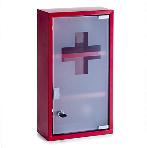 Zeller 18468 Armario para Medicinas, Metal, Rojo, 25x12x45 cm