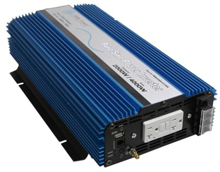 AIMS 2000 Watt Pure Sine Power Inverter 12 VDC to 120 VAC USB Port
