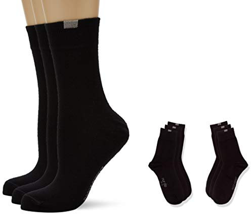 Nur Die 9er Pack Passt Perfekt Socken atmungsaktive Baumwolle einfarbig Komfortbund ohne drückende Naht Damen, schwarz, 35-38