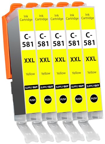 Supply Guy 581XXL Bläckpatroner Gul kompatibla med Canon CLI-581 XXL för Pixma TS705 TS705a TS6350 TS6350a TS6351 TS6351a TS6300 TR8550 TS9550 Multipack 5 patroner 581 XXL
